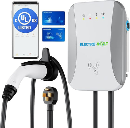 Level 2 EV Charger - 10 KW, Adjustable 40Amp, 240V, NEMA 14-50 Plug, IP65 Indoor/Outdoor Electric Car Wall Charging Station- FCC Certified EV Charger Level 2 & 18-Ft Premium Cable & Smart APP Control