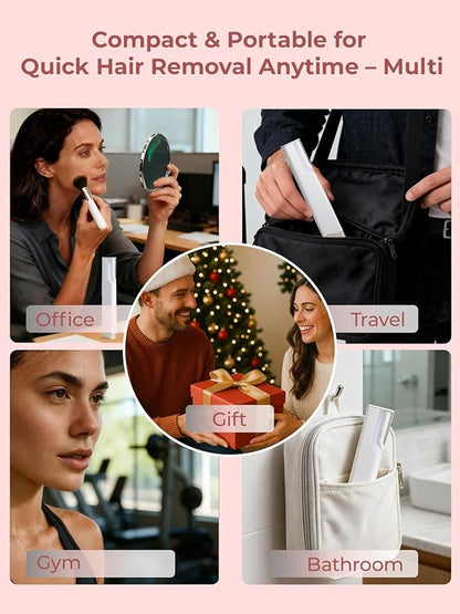 Dermaplane Facial Razor for Women – Electric 3-Speed Sonic Face Hair Removal Tool with LED Light, Peach Fuzz Remover & Exfoliating Dermaplaning Tool, USB-C Rechargeable with 5 Replacement Heads