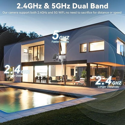 Noaheye Solar Security Cameras Wireless Outdoor, 5G&2.4GHz Cameras for Home Security, 2K Solar Outdoor Camera, Color Night Vision, AI Human Detection, 2-Way Talk, Siren Alarms (2-Pack)