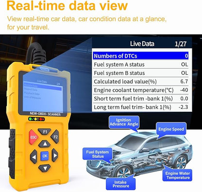 T600 OBD2 Scanner Diagnostic Tool & Code Reader for Cars and Trucks – Check Engine Code Reader with Reset, Read & Clear Fault Codes for Vehicle 1996+, Live Data, 50,000+ DTCs, Cloud Print, I/M Status
