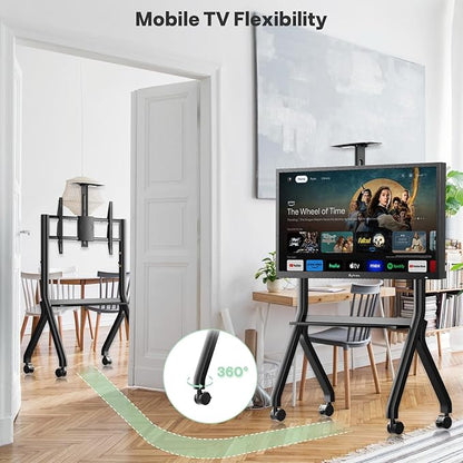 Sylvox Rolling TV Stand for 43-55 Inch Outdoor TVs, Mobile TV Cart Floor TV Stand Max Load 88LBS, 360° Locking Wheels, Max VESA 700x500mm, Not Suitable for Outdoor TVs More Than 55 inches