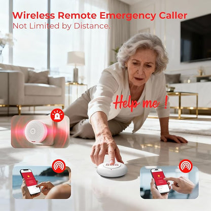 Hapippofa Caregiver Call Button Wireless Call Button for Elderly at Home,WiFi Panic Button,Life Alert Systems for Seniors No Monthly Fee (whiter4)