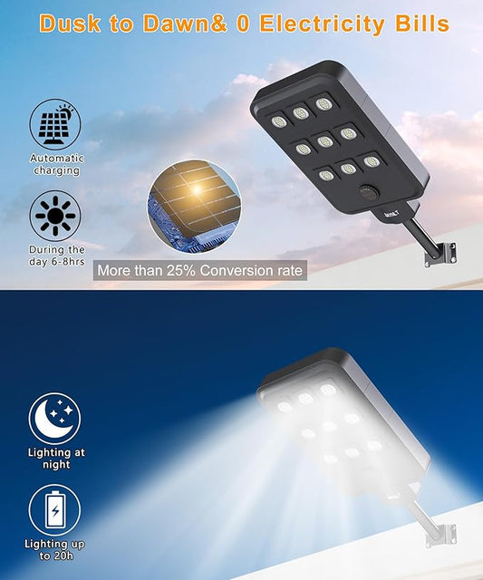 JAYNLT X-10000W Solar Street Lights Outdoor, Ultra-Large 6500K Commercial Parking Lot Lights Dusk to Dawn,IP67 Waterproof Solar Power Flood Security Light for Farm,Shop