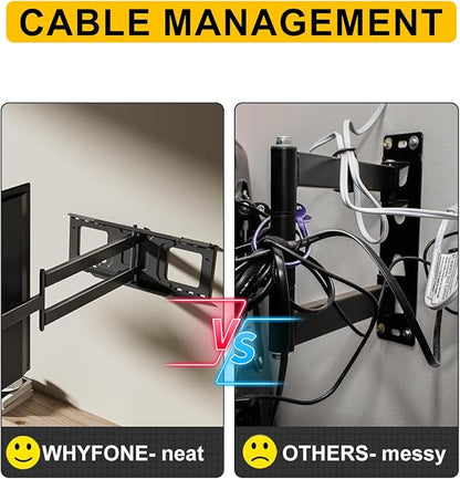 48'' Extension Extra Long Arm TV Wall Mount, Heavy Duty Full Motion TV Wall Mount for 37 to70,75,77,80,85'' Screens, Max VESA 600x400mm, Hold 110 lbs, 16''-24'' Wood Studs/Concrete/Brick Wall