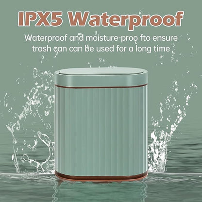 ELPHECO Bathroom Trash Can with Automatic Lid 2 Gallon Sensor Trash Bin, Smart Garbage Can IPX5 Waterproof Trash Bin, Small Slim Trash Can, Motion Sensor Wastebasket for Office, Kitchen, Sage Green