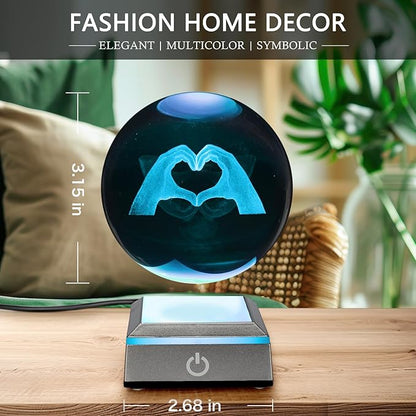 Kopesmsy 3D TayTay Gifts, Cute TS Girl Night Light, 3.15-inch Heart-Shaped Crystal Ball Night Light with LED Colorful Lighting Touch Base, Birthday Mother's Day Christmas Gift