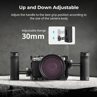 SmallRig Mini Side Handle for 1/4"-20 Threaded Holes, Camera Cage Handle for Left or Right Hand, Up and Down Adjustable, with Built-in Cold Shoe & Threaded Hole - 4755