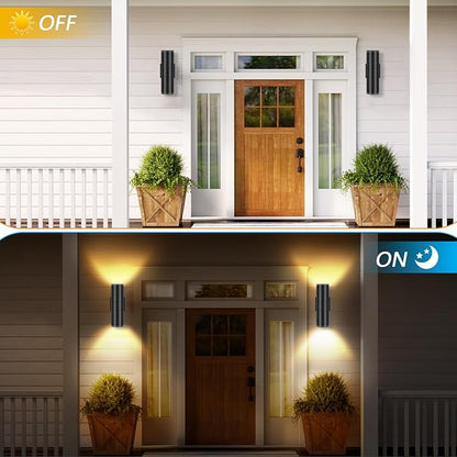 RIDALUX Outdoor Wall Sconce Porch Lights: 8 Pack Modern Aluminum Cylinder Up Down Lights - Exterior Light Fixture for House