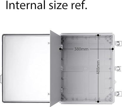 Gratury Junction Box, IP67 Waterproof Plastic Enclosure for Electrical Project, Hinged Transparent Cover, Includes Inner Door, Mounting Plate and Wall Bracket 510×410×200mm (20"×16.1"×7.9" TC-D)
