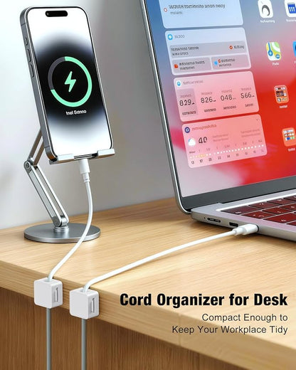 Magnetic Cable Clips, 12 Pack Cord Holder, Desk Cable Management, Adhesive Wire Holder Keeper Organizer for Home Office Desk Phone Car Wall Desktop Nightstand