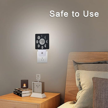 Smoaffly Moon Phases Night Light Plug-in LED Nightlights Auto Sensor Night Lamp Dusk-to-Dawn Lamp Home Decor for Nursery Children Girls Boys