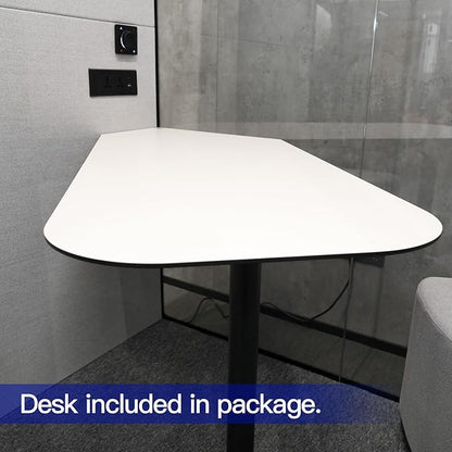 Soundproof Office Pod Booth Black, for 2 Person Meeting Pod, Quiet Meeting Pod with Acoustic Panels, Portable Modular Pod, Privacy Phone Booth for Calling, Personal Workspace H92in W63in D55in