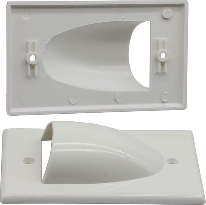 zdyCGTime Bulk Nose Faceplate Wall Plate for Cabling 1 Gang Cable Plate Internal Management Convex Audio Video Cable Pass Through Nose Plate White (2 Pack)