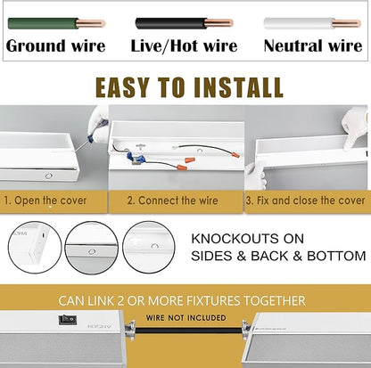 Ansen 2Packs of Under Cabinet Lighting Hardwired, 24in 18W 1237LM Dimmable Led Light for Kitchen/Closet, CRI 92+, R9 90+, 3 Color Temperature, 3000K/4000K/5000K(Warm White, Cool White, Daylight)