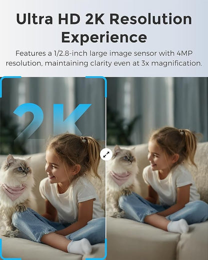 Devo CCAZ10 Security Camera 2K | Indoor &Outdoor|Baby Camera & Pet Monitor | Color Night Vision, 2-Way Audio, Live Stream, Motion Alerts & Notifications White,1 Cam