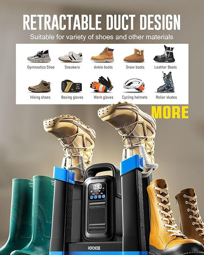 POPCHOSE Heavy-Duty Boot Dryer, Upgraded Shoe Dryer Helps Reduce Odor, Glove & Boot Warmer, Silent & Adjustable Timer
