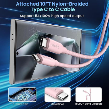 2Port 45W Super Fast Charger Type C, 2Pack 45W USB-C Charger Fast Charging for Samsung Galaxy S24 Ultra/S24+/S24/S23 Ultra/S23+/S22/S20/Note10+ with 2X 10ft Type C Cord (Pink)
