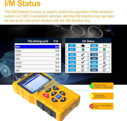T600 OBD2 Scanner Diagnostic Tool & Code Reader for Cars and Trucks – Check Engine Code Reader with Reset, Read & Clear Fault Codes for Vehicle 1996+, Live Data, 50,000+ DTCs, Cloud Print, I/M Status