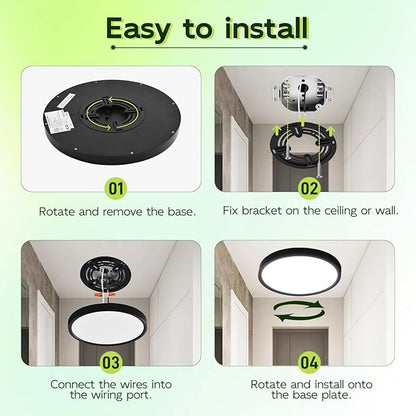 hykolity 9 Inch Selectable CCT LED Round Flat Panel Light, 18W 1800LM 3000K/4000K/5000K, Edge-Lit Flush Mount Ceiling Light Fixture for Kitchen, Bedroom, Laundry and Closet Room, Black