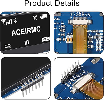 ACEIRMC 2.42 inch 128x64 OLED LCD Display Module SSD1309 7 Pin SPI/IIC I2C Serial Interface for Arduino UNO R3 (White)