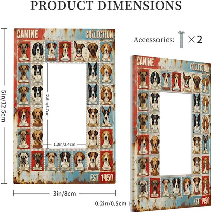 Bvtewkhz Dogs Funny Puppy Pets Vintage 1 Gang Single Rocker Decorative Outlet Covers Light Switch Plate Electrical Receptacle Switchplate For Bathroom Kitchen Bedroom