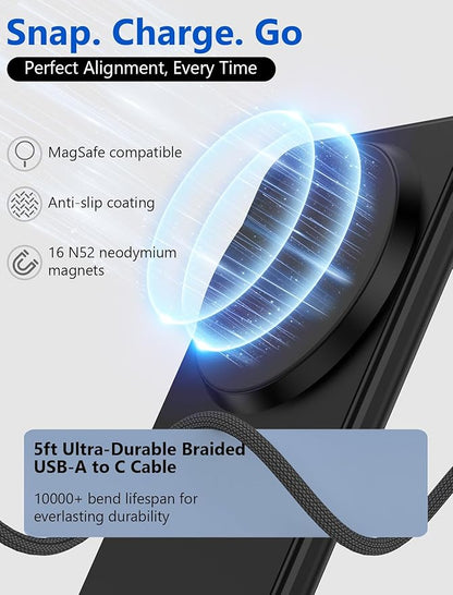 Mag.Safe Charger - iPhone Charger Stand, Fast Magnetic Wireless Charger for iPhone 16/15/14/13/12 Series - Black