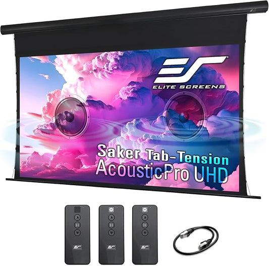 Elite Screens Saker Tab-Tension AcousticProUHD RC1 Kit, Acoustically Sound Transparent Projector Screen, SKT110UH2-E24-AUHD