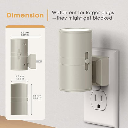 Briignite Night Lights Plug into Wall, Modern LED Night Light Plug in, Dusk to Dawn Sensor, Soft White 3000K, 0-100LM Adjustable Brightness, Dimmable NightLights for Hallway, Bedroom, Stairway, 2 Pack