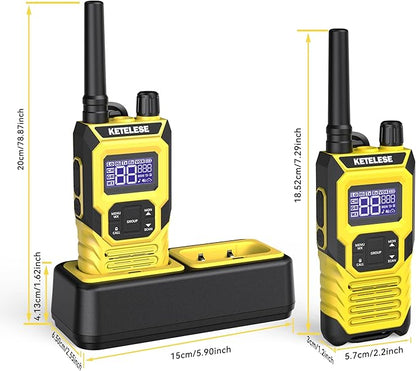KETELESE T4 FRS Walkie Talkies Earpiece with Mic, IP67 Waterproof Two Way Radio, Walkie Talkie Long Range, 22 Channel, NOAA Weather Alert, PTT, VOX, USB C, Charge Base