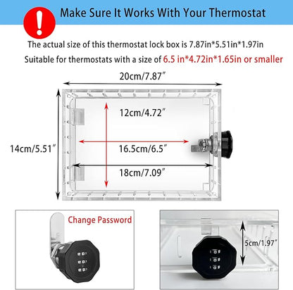 Young Dance Universal Thermostat Combination Lock Box, Clear Large Thermostat Guard for Wall Thermostats, Thermostat Cover Fits Thermostats 6.5 "H x 4.72 "W x 1.97 "D or Smaller (1 Set)