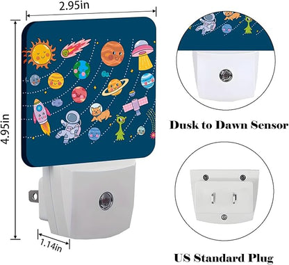 FSHVQKD Cute Space Doodle Night Light,Plug-in Nightlights Auto Sensor Night Lamp Dusk to Dawn Lamp Home Decor for Nursery Children Girls Boys