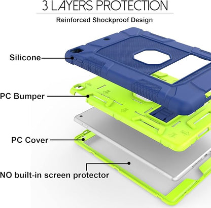 Rantice iPad 9th Generation Case, iPad 8th Generation Case, iPad 7th Generation Case, Hybrid Shockproof Rugged Drop Protection Cover with Kickstand for iPad 10.2'' (Navy+Green)