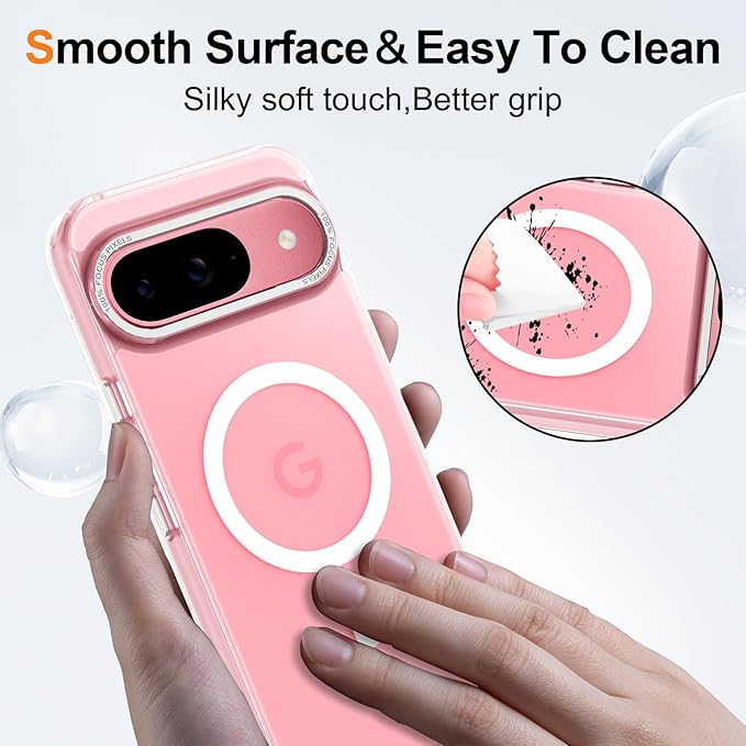 Magnetic for Google Pixel 9/Pixel 9 Pro Case, [Military Grade Drop Protection] [Compatible with MagSafe] Shockproof Slim Translucent Matte Anti-Slip for Women Girls Men Case, Clear