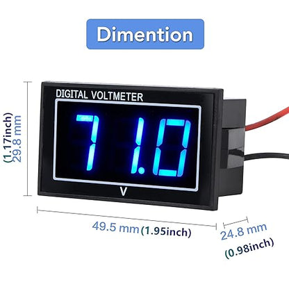 SUPNOVA Waterproof Voltmeter 12V 24V 36V 48V 60V 72V 96V,LED Digital Display Battery Voltage Tester DC5-130V Apply to Golf Cart,Car, Motorcycle，Boats Battery Voltage Monitor
