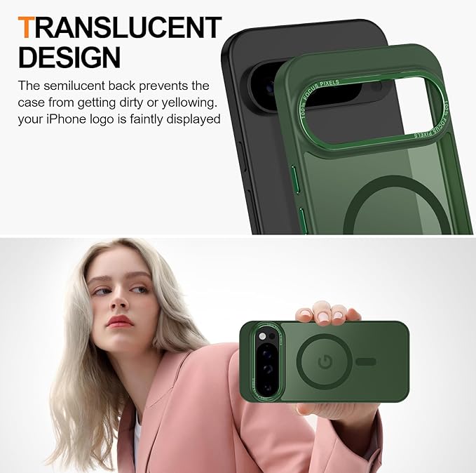 Magnetic for Google Pixel 10 Pro XL Case, [Military Grade Drop Protection] [Compatible with MagSafe] Shockproof Slim Translucent Matte Anti-Slip for Women Girls Men Case, Forest Green