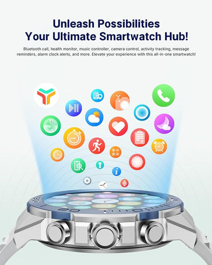 SOUYIE Smart Watch for Men,1.43''AMOLED Screen with 24 Hours Healthy Monitor, 100+ Sports Modes Fitness Tracker Watch, High-Capacity Battery Pedometer Calorie Smartwatch Compatible Android iOS