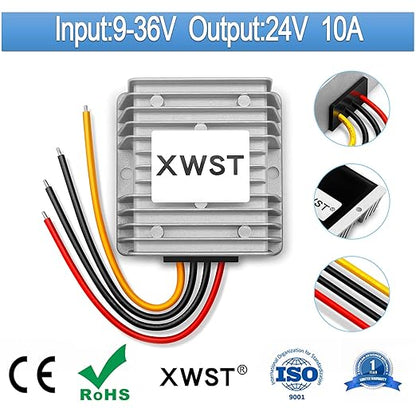 DC DC Stabilizer 9V-36V to 24V Boost Buck Converter Power Supply 10A 240W Waterproof Voltage Regulator Auto Step Up Down 24V Volt Transformer Module