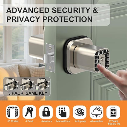 Richelock IU52 Double-Sided Keypad Door Lock, All-Weather, Fully Waterproof Keyless Entry with Dual-Sided Programmable Codes, Same Key Both Sides for Outdoor, Indoor, Gate & Fence