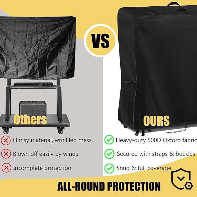Hdenmist Outdoor TV Cover 63 Inch Weatherproof, Waterproof Outdoor TV Stand Covers for Rolling Mobile TV Stand Cart, TV Screen Protector Covers for Outside-63”L x 14”W x 55”H(Cover Only)