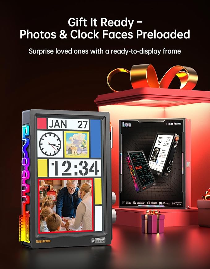 Divoom TimesFrame – 10.1" WiFi 6 Digital Picture Frame & Smart Desk Display, No Subscription | 64GB | Send Photos, Videos & AI Styles + Live Widgets (Weather, Calendar, etc)–Perfect Personalized Gift