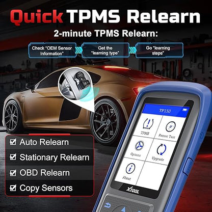 XTOOL TP150 TPMS Programming Tool, Universal TPMS Relearn/Reset/Activate Tool(315/433MHz), Tire Sensor Programmer for XTOOL TS100 Only, Tire Pressure Monitoring System Diagnostic Tool