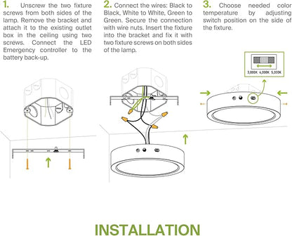 ASD LED 7" Round Flush Mount Ceiling Light Fixture, Low Profile Surface Lighting | 5CCT, Dimmable, Battery Backup, ETL Listed | 15W 1200LM 2700-6000K 120V | Kitchen, Bedroom, Hallway Lamp | White