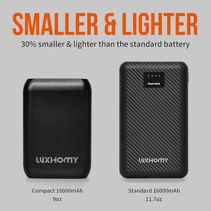 Heated Vest Battery Pack, 16000mAh 7.4V Compact Power Bank Repaclement for Heated Jacket Heated Hoodie Heated Pants Heated Chair Heated Outdoor Gear