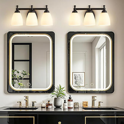 EJIAXIN Vanity Lights for Bathroom, 3-Light Modern Vanity Light Over Mirror Black Bathroom Light Fixture Bedroom Wall Sconces Lighting for Living Room Cabinet