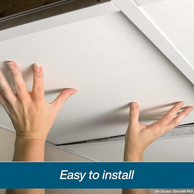 Genesis 2ft x 2ft Stucco Pro White Ceiling Tiles - Easy Drop-in Installation – Waterproof, Washable and Fire-Rated - High-Grade PVC to Prevent Breakage - Pallet of 60 Cases