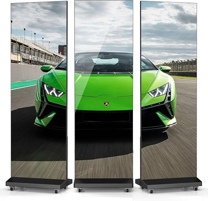 JASZDOT 80" Seamless Splicing LED Display, Foldable Poster Screen with P1.86 Digital Signage Display LED Totem with USB/HDMI/WiFi/Remote