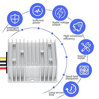 LeMotech DC 8-40v to 12v Converter 6A 72W Step Down Converter Voltage Reducer IP68 Waterproof Transformer for Golf Cart Truck Boat Vehicle