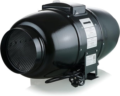 VENTS-US TT Silent M 200 – 8" Inline Duct Fan Includes Double-speed Switch with thermal overload protection – UV Resistant, Quiet Operation, Up to 473 CFM