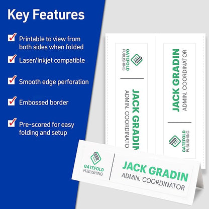 Avery Printable Tent Cards, 3.5" x 11", White with Embossed Border, 50 Blank Place Cards for Laser and Inkjet Printers (5309)