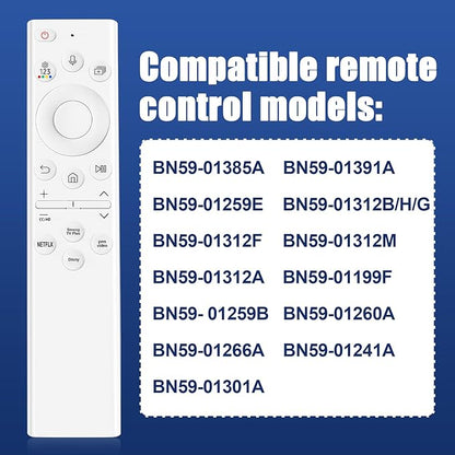for Samsung tv Remote Solar Voice Replacement for Samsung Frame TV Remote BN59-01391A Compatible with Samsung Remote Control for Samsung Smart TVs Crystal QLED HD 4K 8K, White